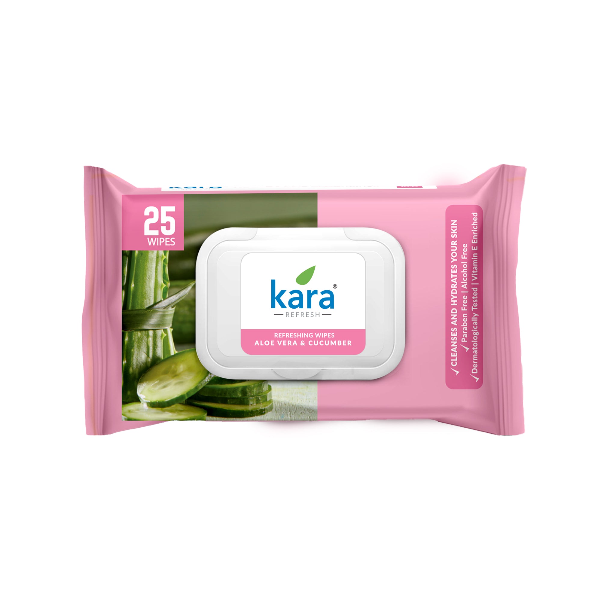 Kara Aloe Vera & Cucumber Facial Wet Wipes 25 Pulls