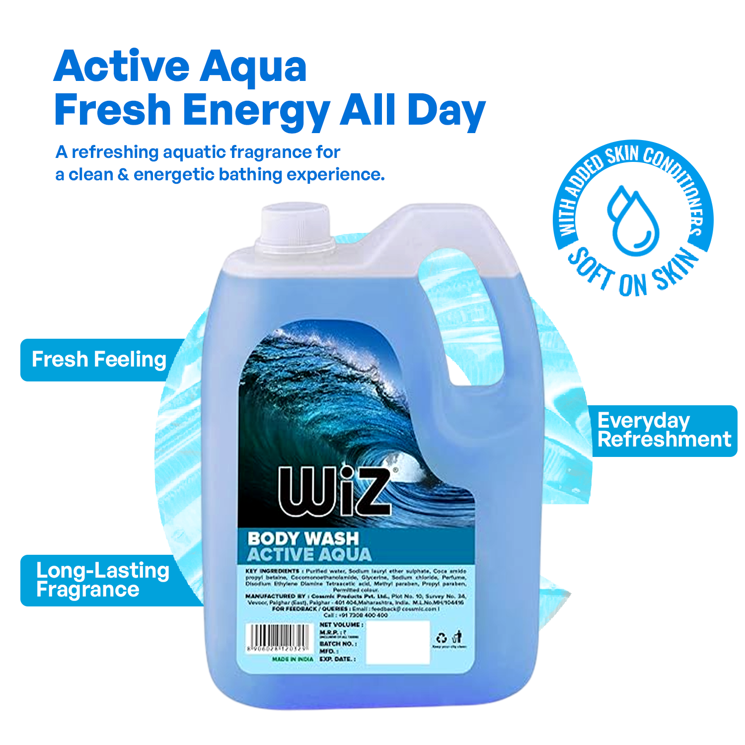 Body Wash Active Aqua - 5L Refill Can