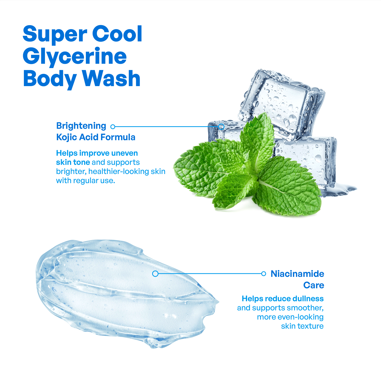 Super Cool Glycerine Body Wash 1 Litre| Glycerine, Vitamin E & Menthol | Deep Hydration & Cooling Freshness