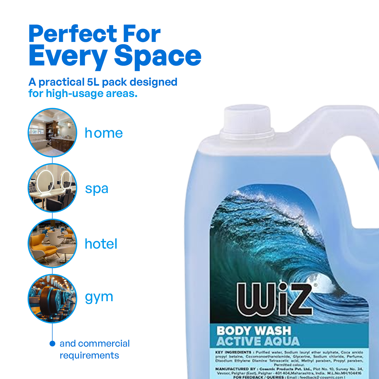 Body Wash Active Aqua - 5L Refill Can
