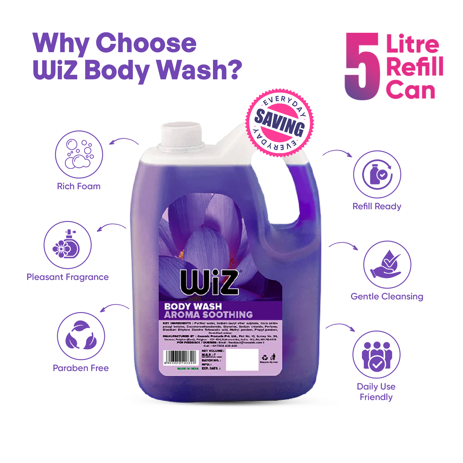 Body Wash Aroma Soothing - 5L Refill Can