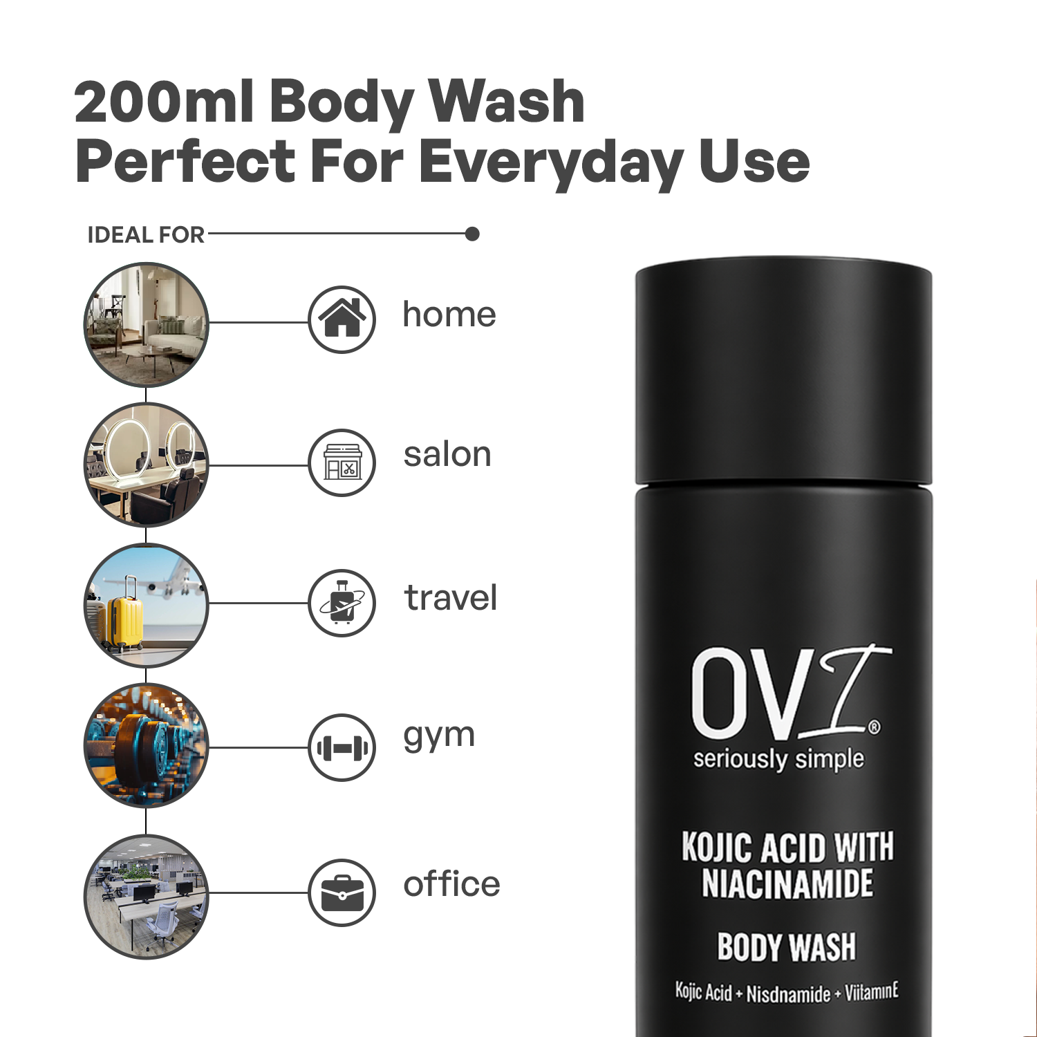Kojic Acid with Niacinamide Body Wash 1 Liter| Deep Cleansing & Hydrating Shower Gel with Vitamin E | Refreshing Daily Body Cleanser for Soft, Smooth & Healthy-Looking Skin (Copy)