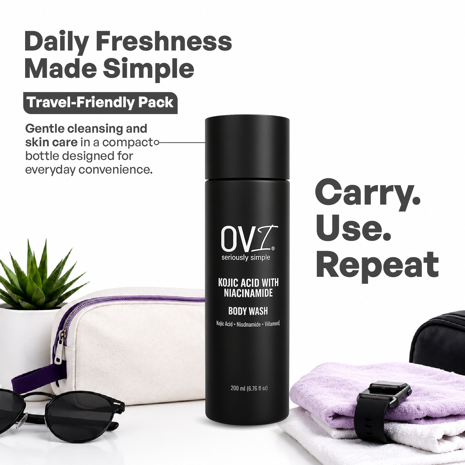 Kojic Acid with Niacinamide Body Wash 200ml | Deep Cleansing & Hydrating Shower Gel with Vitamin E | Refreshing Daily Body Cleanser for Soft, Smooth & Healthy-Looking Skin
