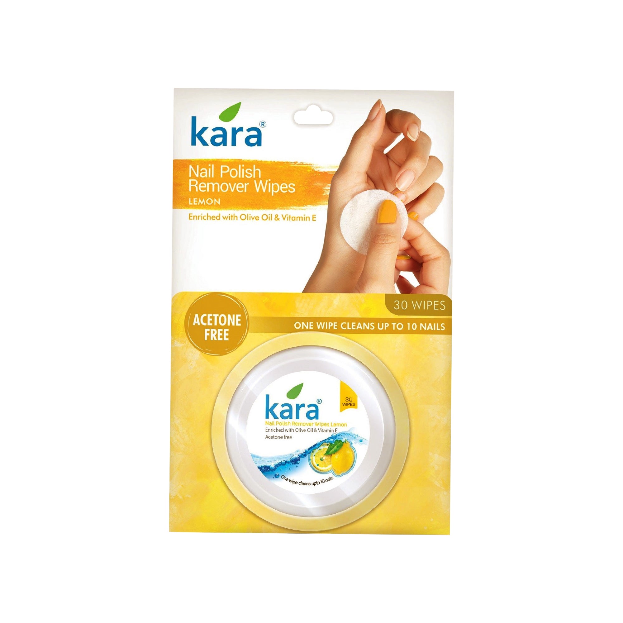 Nail Polish Remover Lemon Acetone Free Wipes 30 Pulls