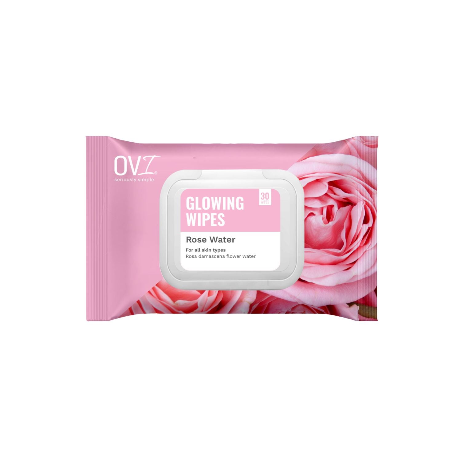 Glowing Face Wet Wipes with Rose Water - 30 Pulls