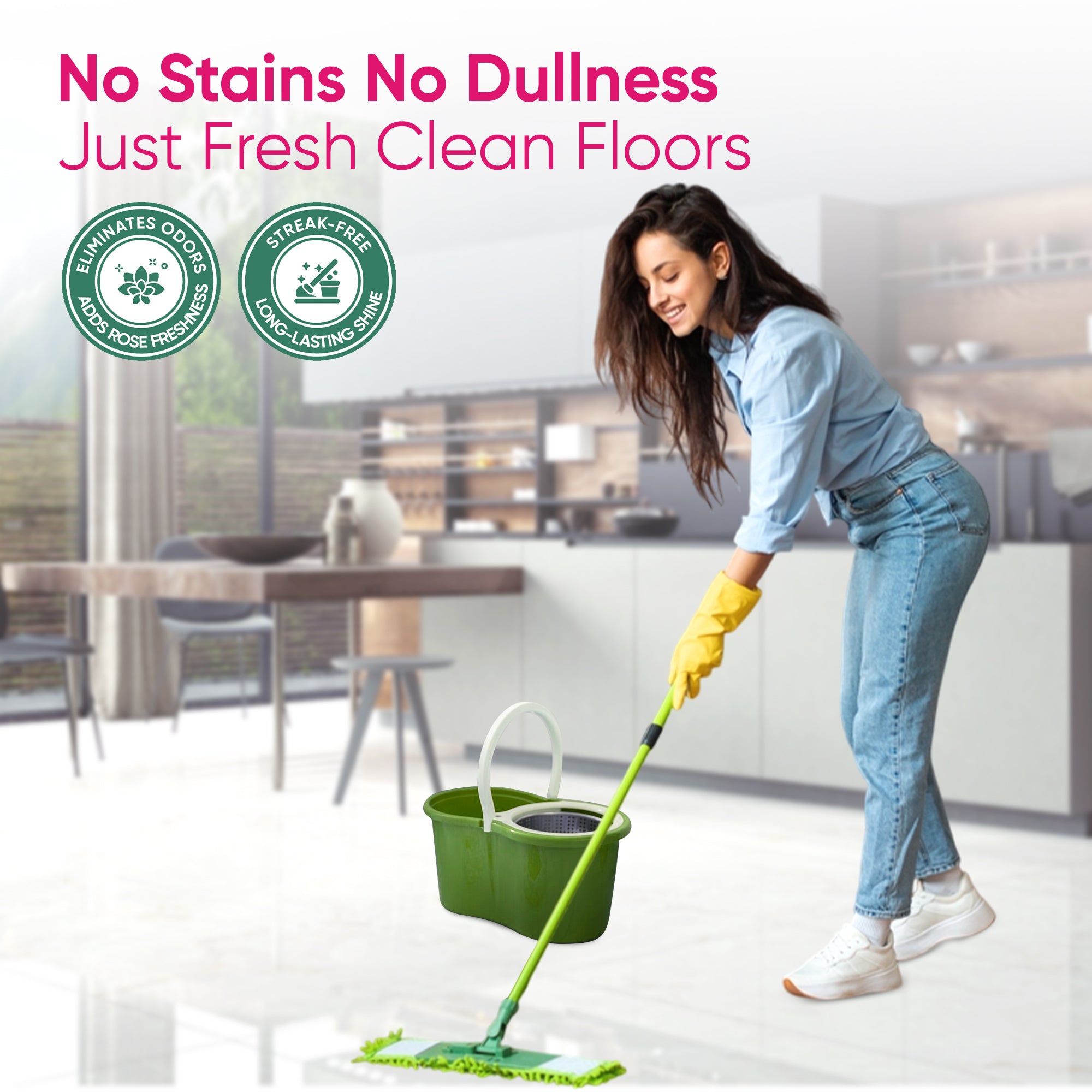 Floor Cleaner Rose 1L Refill Pouch (Pack of 2)