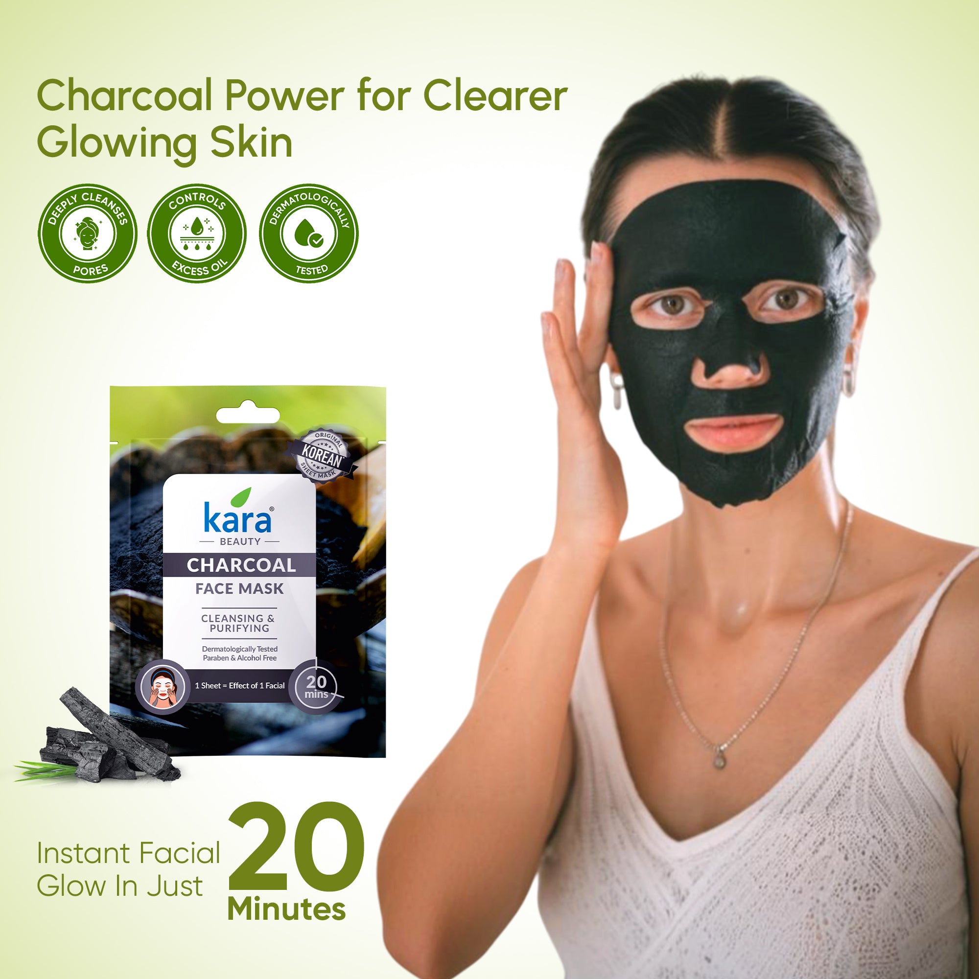 Face Mask Sheet Charcoal Cleansing & Purifying (Pack of 6)