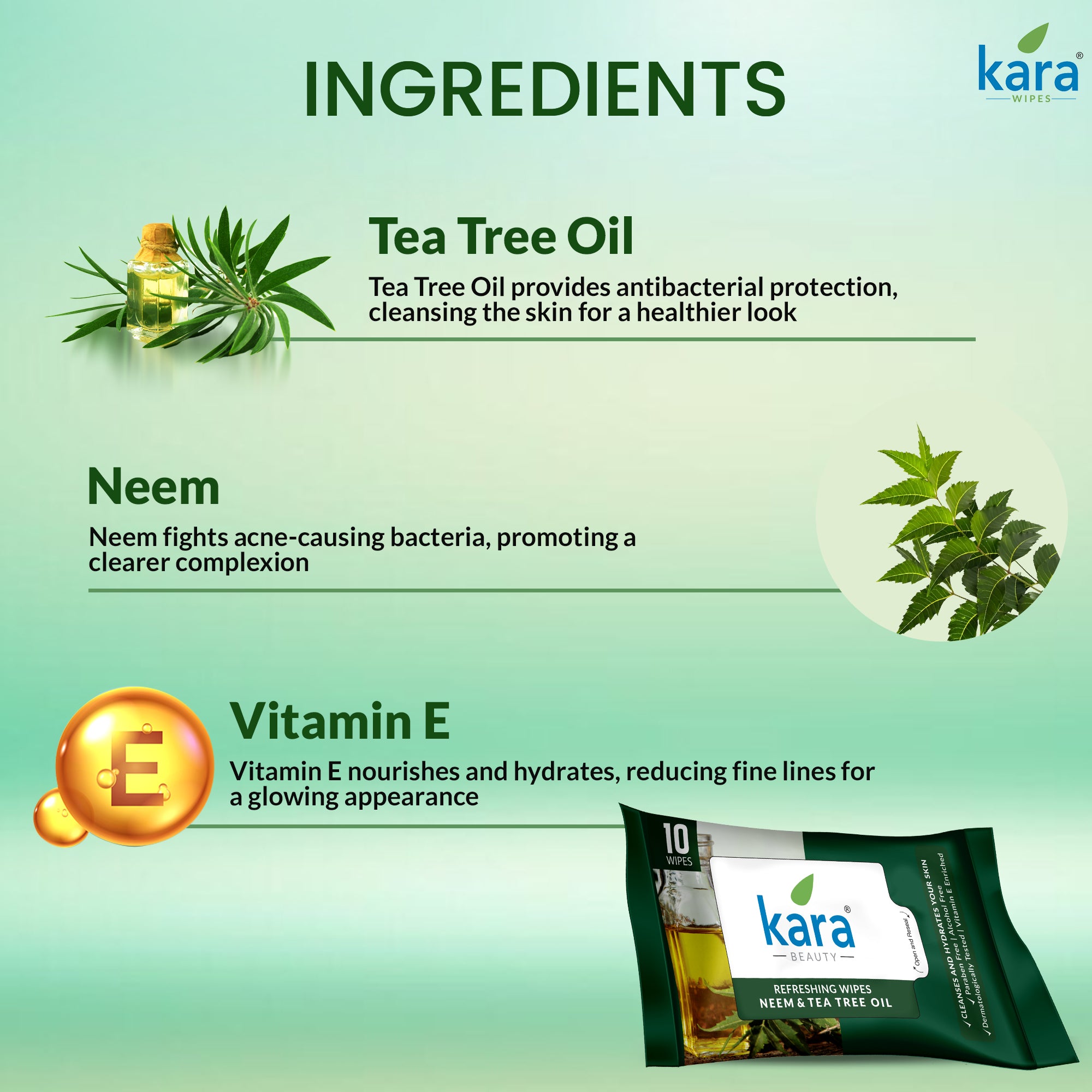 Neem & Tea Tree Oil Facial Wet Wipes 10 Pulls (Pack of 12)