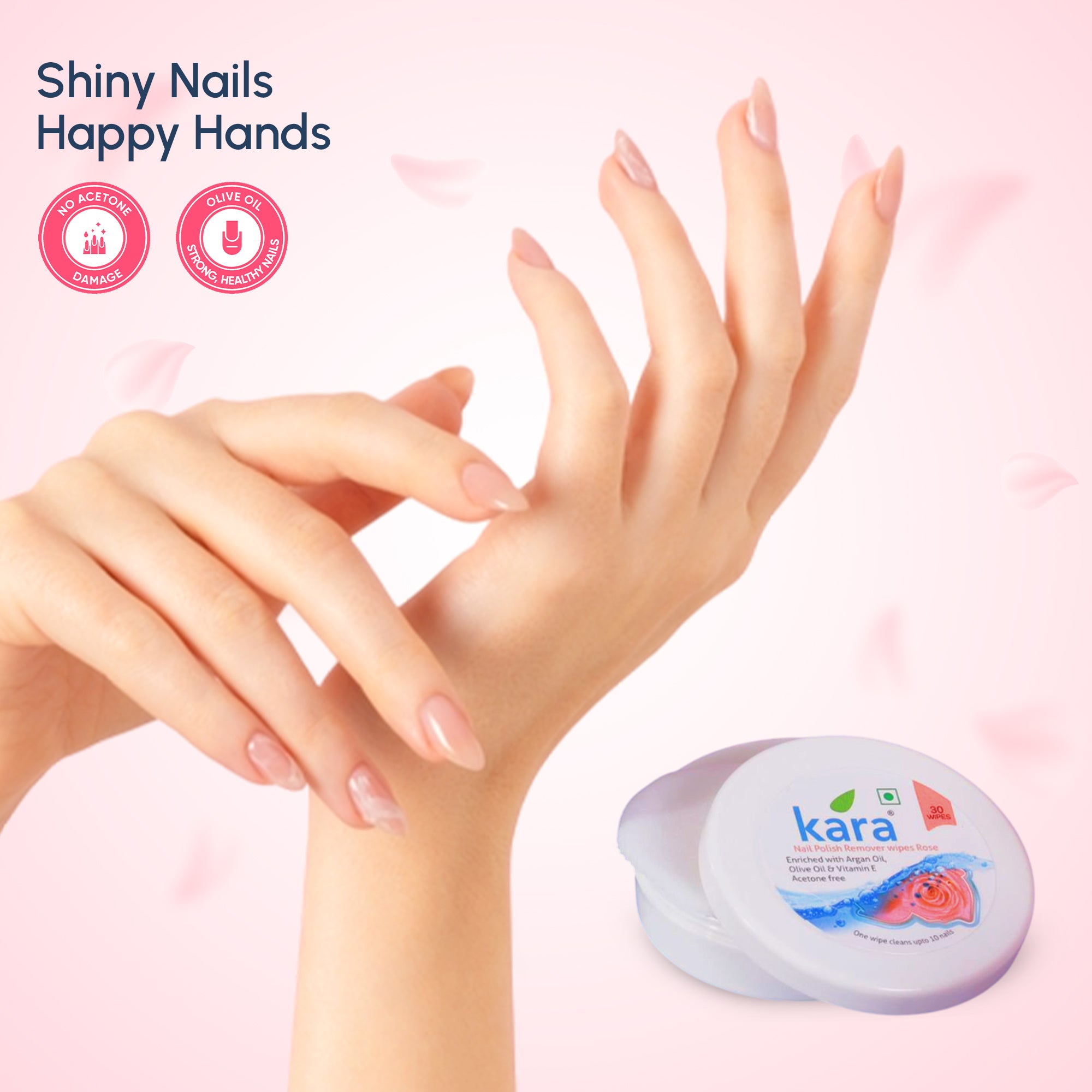 Nail Polish Remover Rose Acetone Free Wipes 30 Pulls