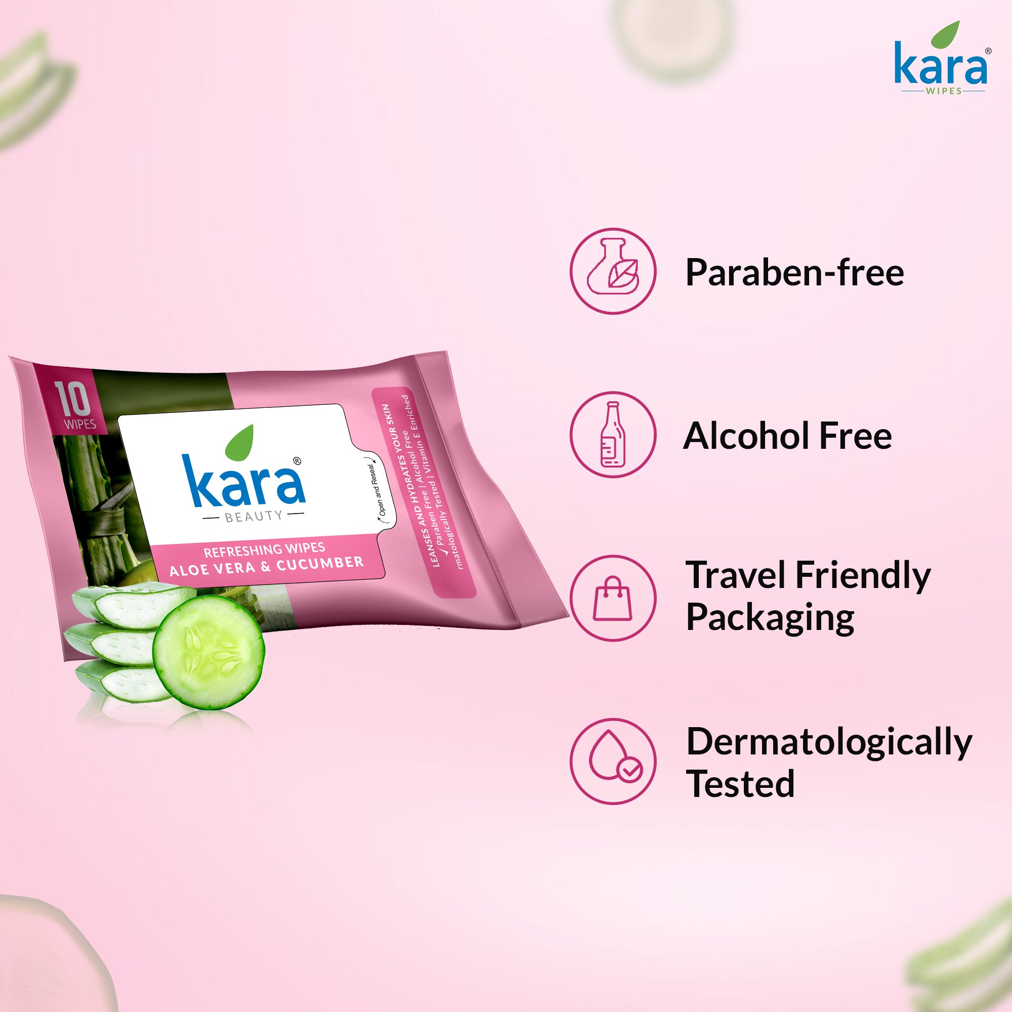 Aloe Vera & Cucumber Facial Wet Wipes 10 Pulls (Pack of 12)