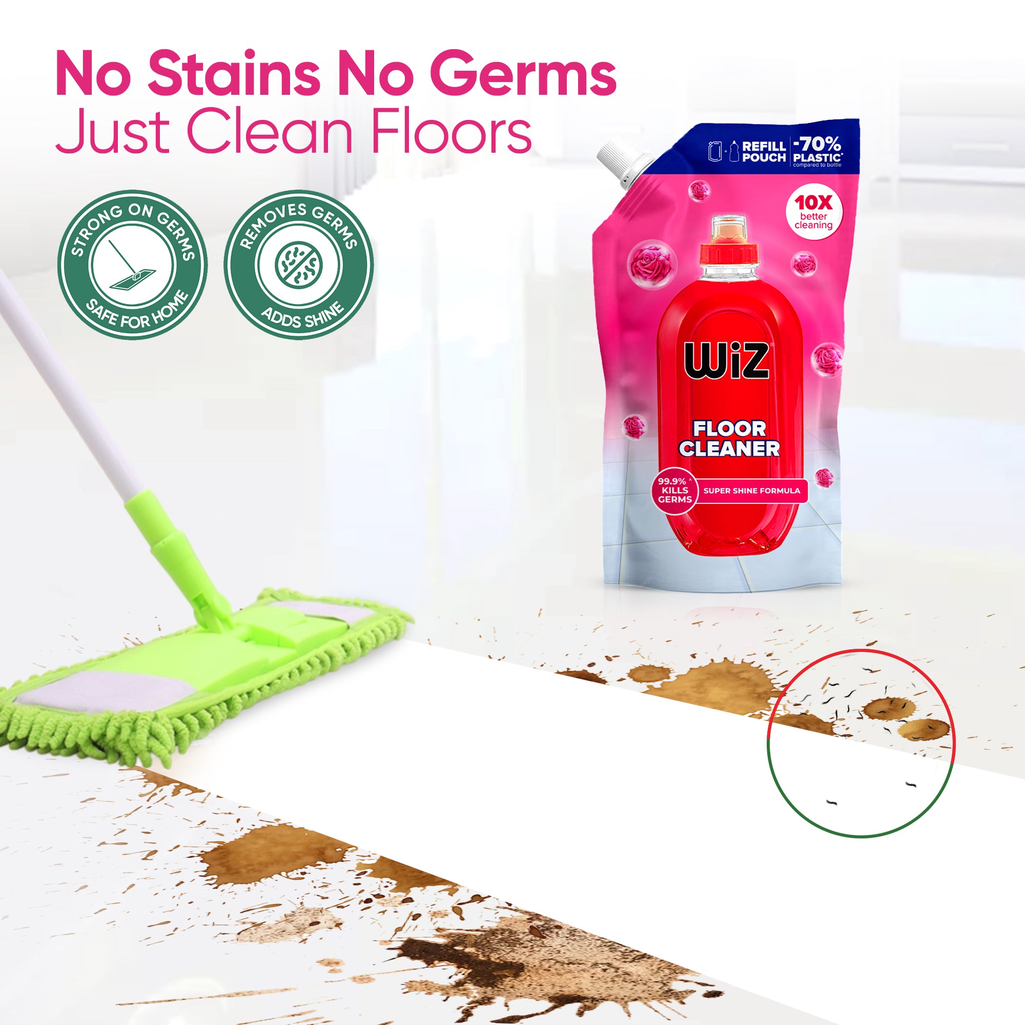 Floor Cleaner Rose 1L Refill Pouch (Pack of 2)