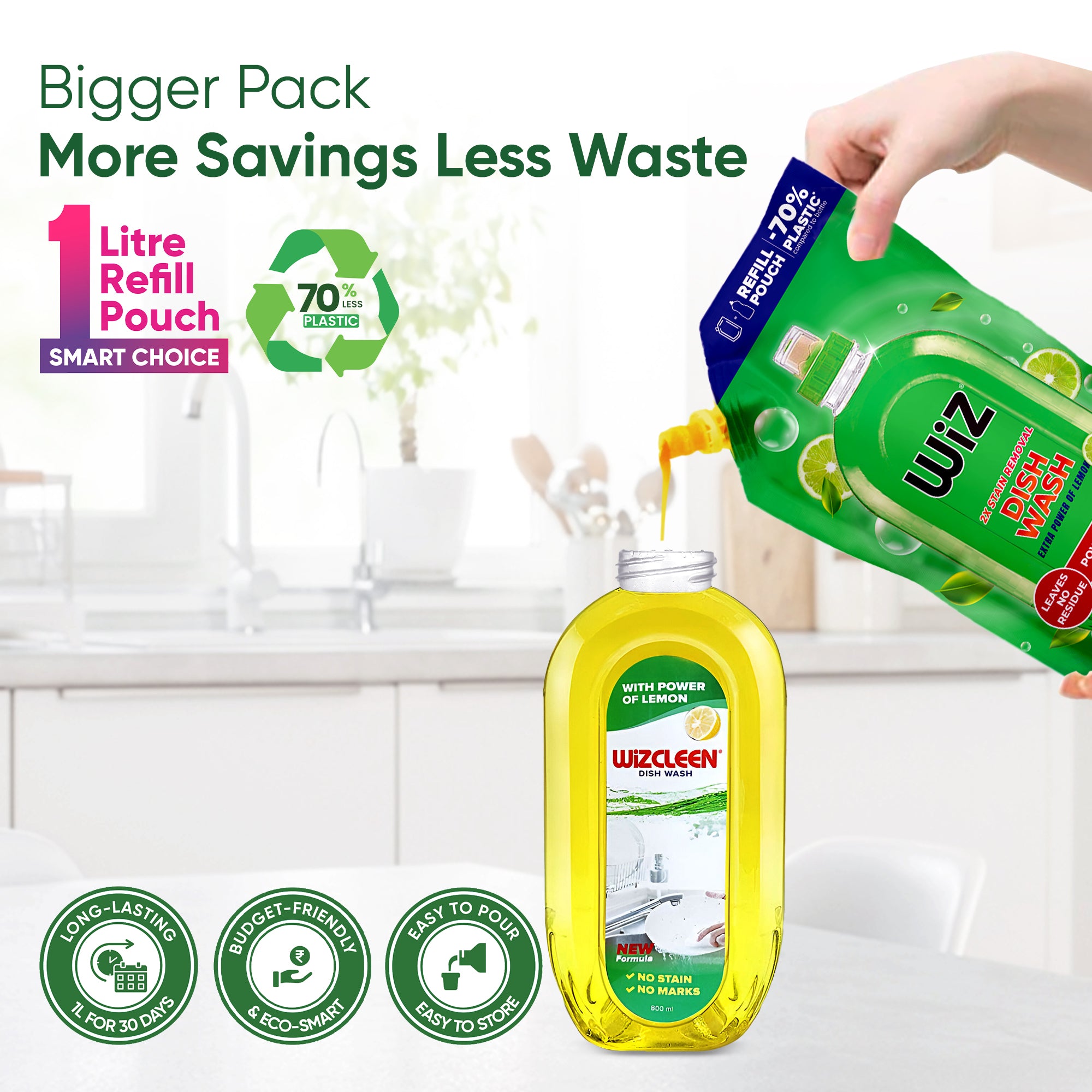 Dish Wash Lemon 1L Refill Pouch (Pack of 2)