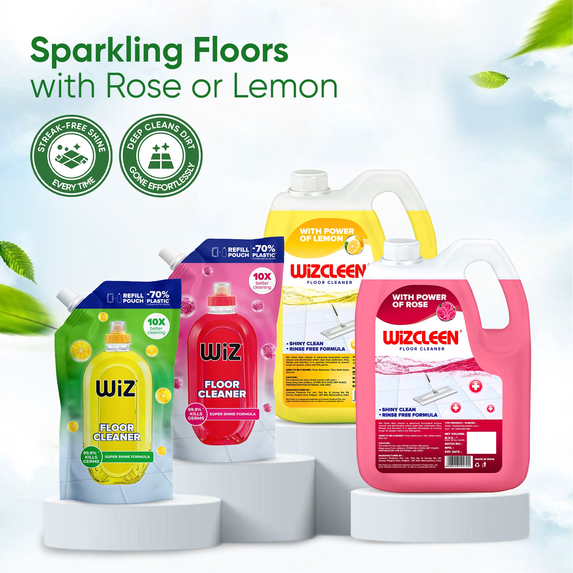 Floor Cleaner Lemon 1l Refill Pouch (Pack of 2)