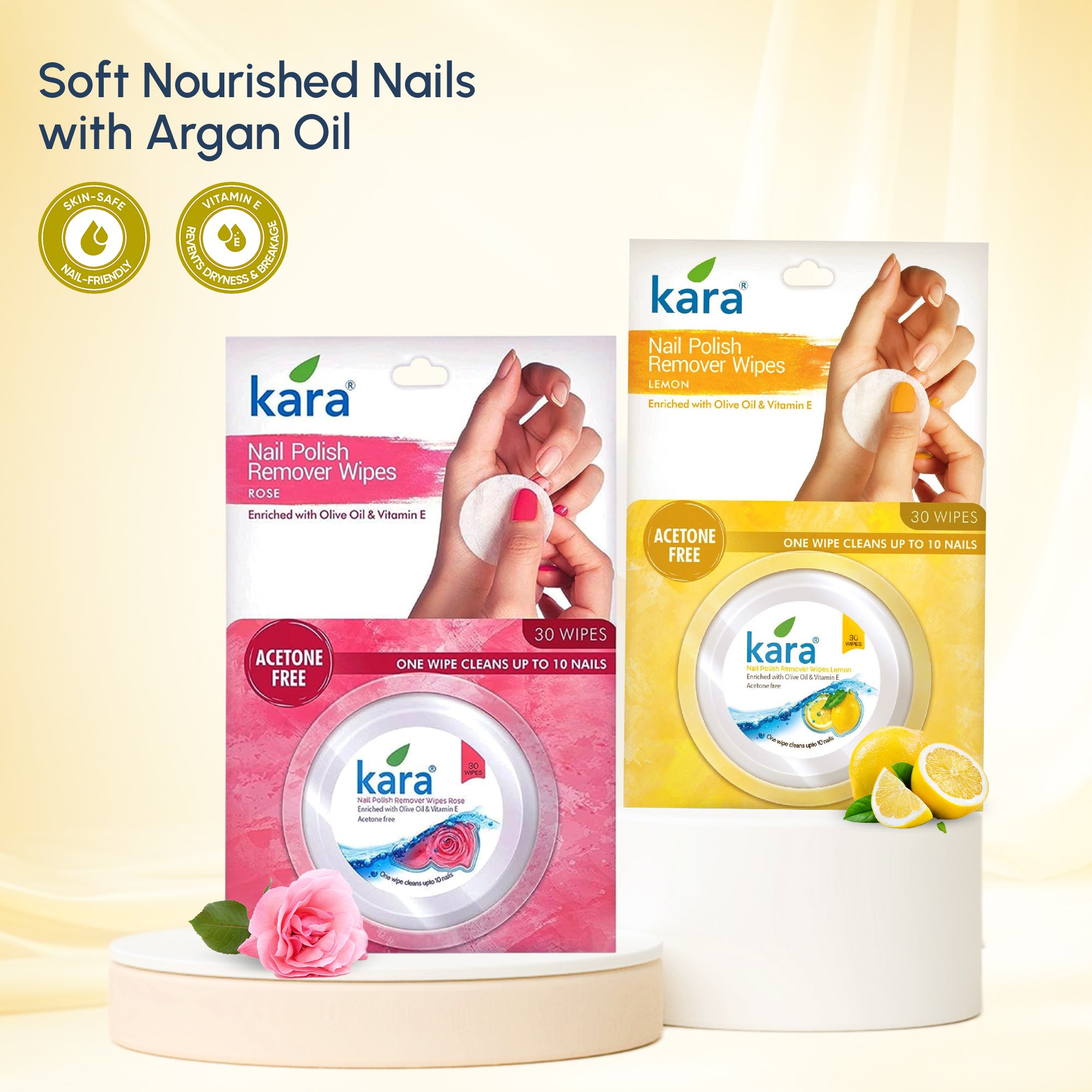 Nail Polish Remover Lemon Acetone Free Wipes 30 Pulls