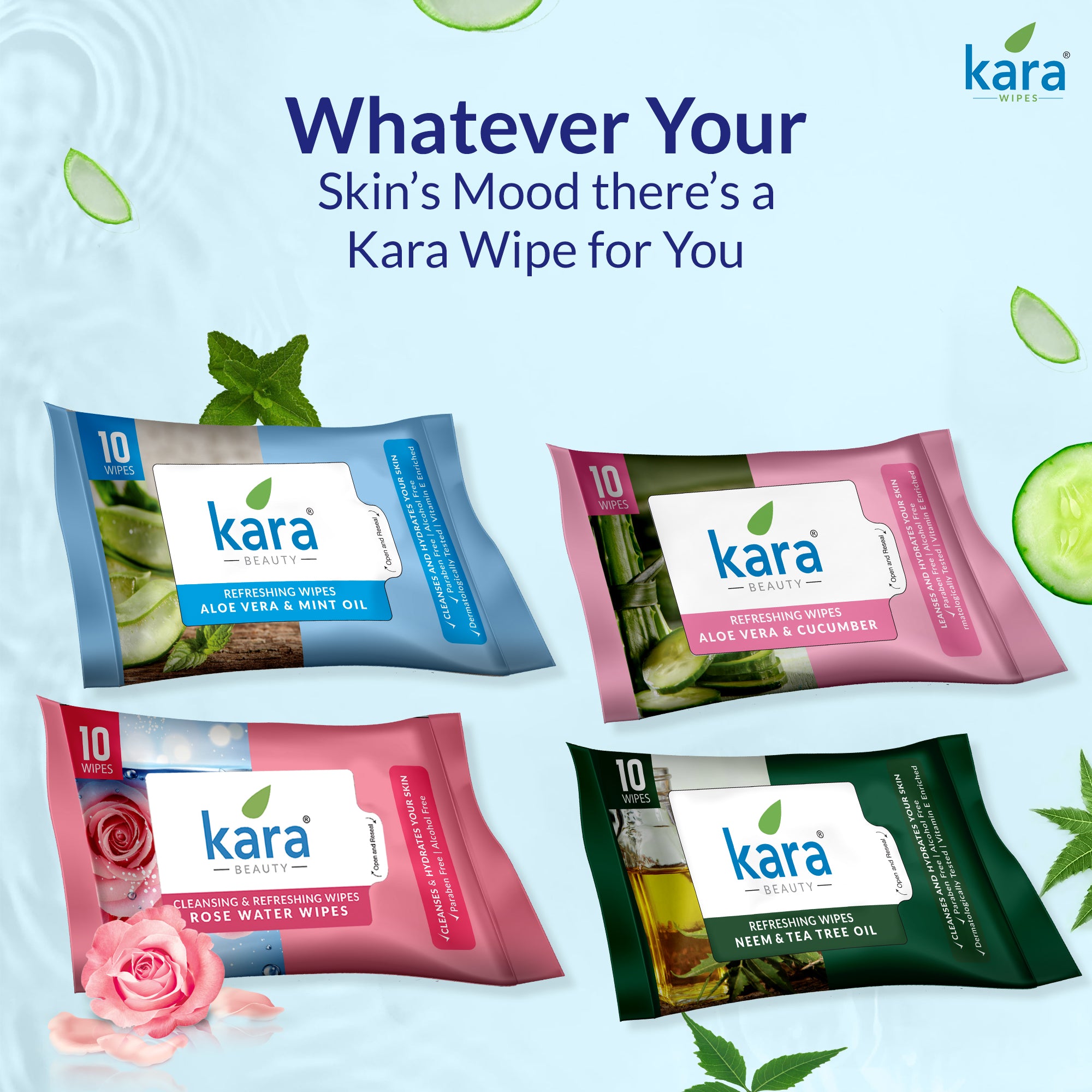 Rose Water Facial Wet Wipes 10 Pulls (Pack of 12)