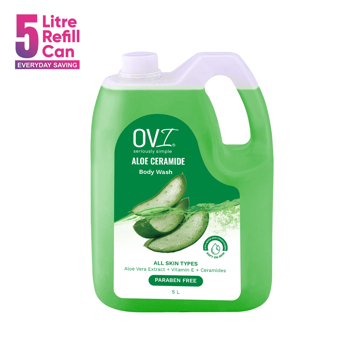 Aloe Vera Ceramide Body Wash with Vitamin E - 5L Refill Can