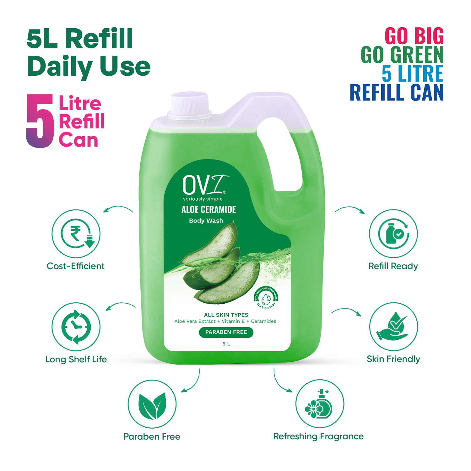 Aloe Vera Ceramide Body Wash with Vitamin E - 5L Refill Can