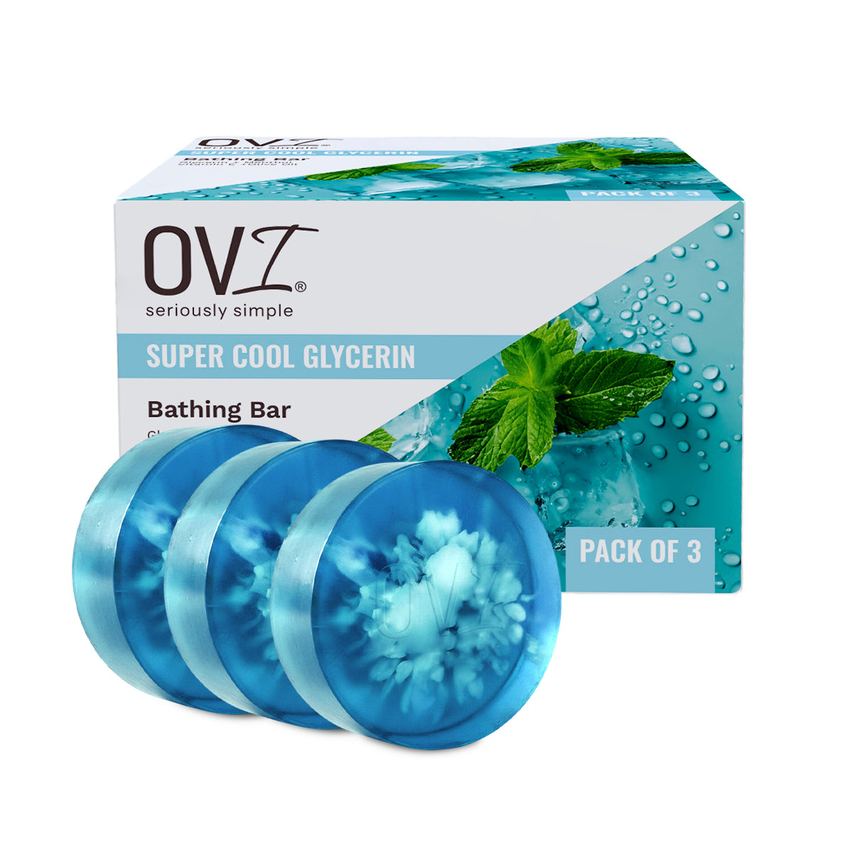 OVI Supercool Glycerin Bathing Bar Soap - 100g (Pack of 3)