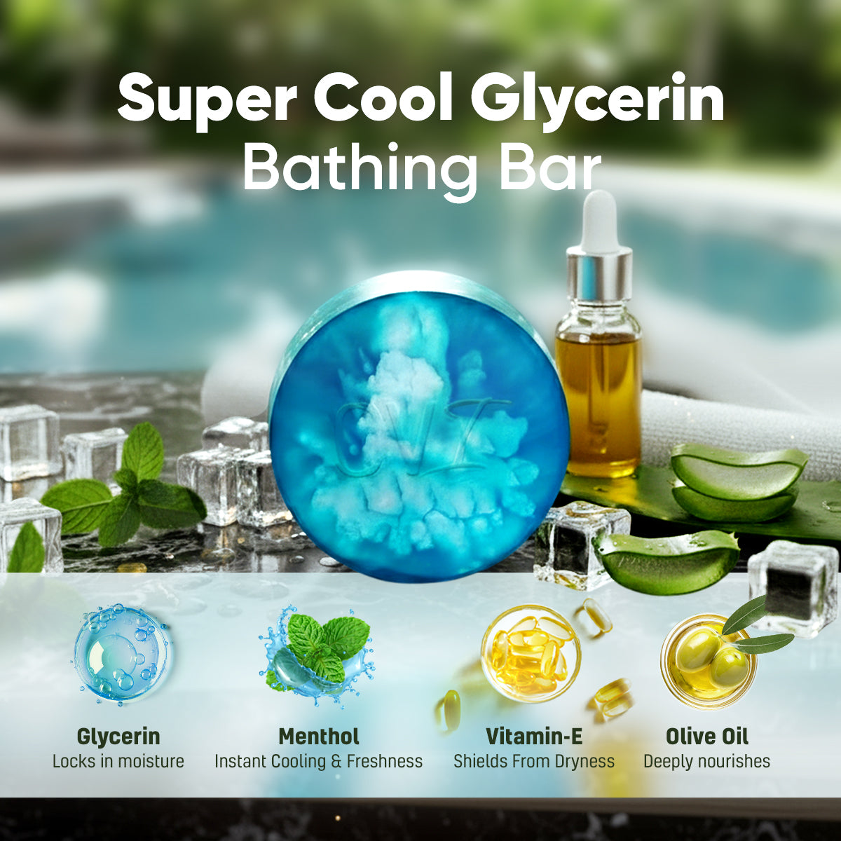 OVI Supercool Glycerin Bathing Bar Soap - 100g (Pack of 3)