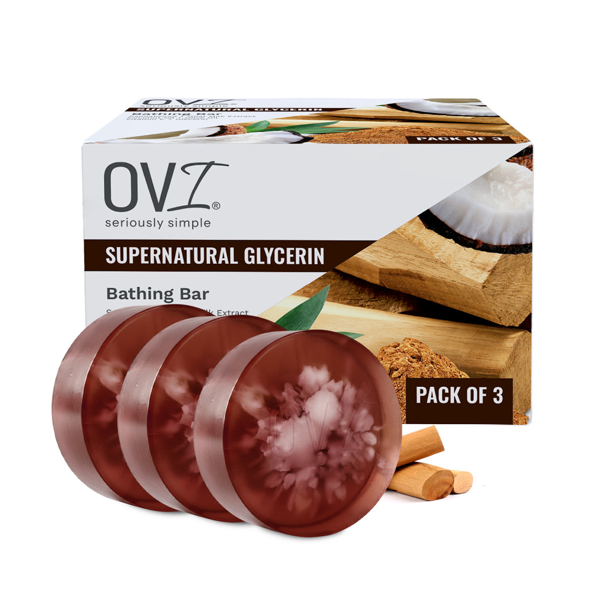 OVI Super Natural Glycerin Bathing Bar Soap - 100g(Pack of 3)