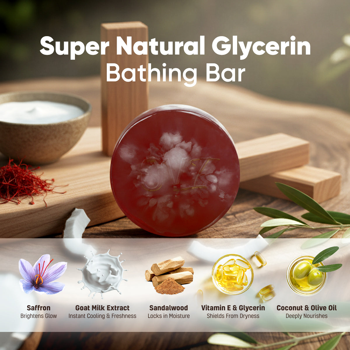 OVI Super Natural Glycerin Bathing Bar Soap - 100g(Pack of 3)