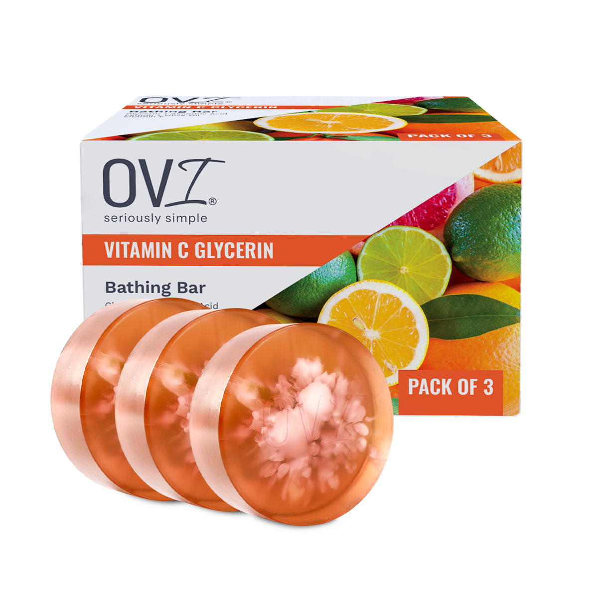 OVI Vitamin C Glycerin Bathing Bar Soap - 100g (Pack of 3)