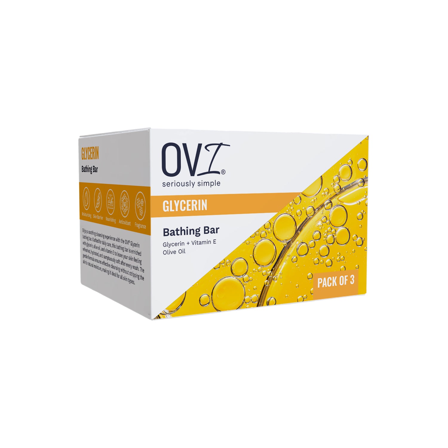 OVI Glycerin Bathing Bar Soap - 100g (Pack of 3)