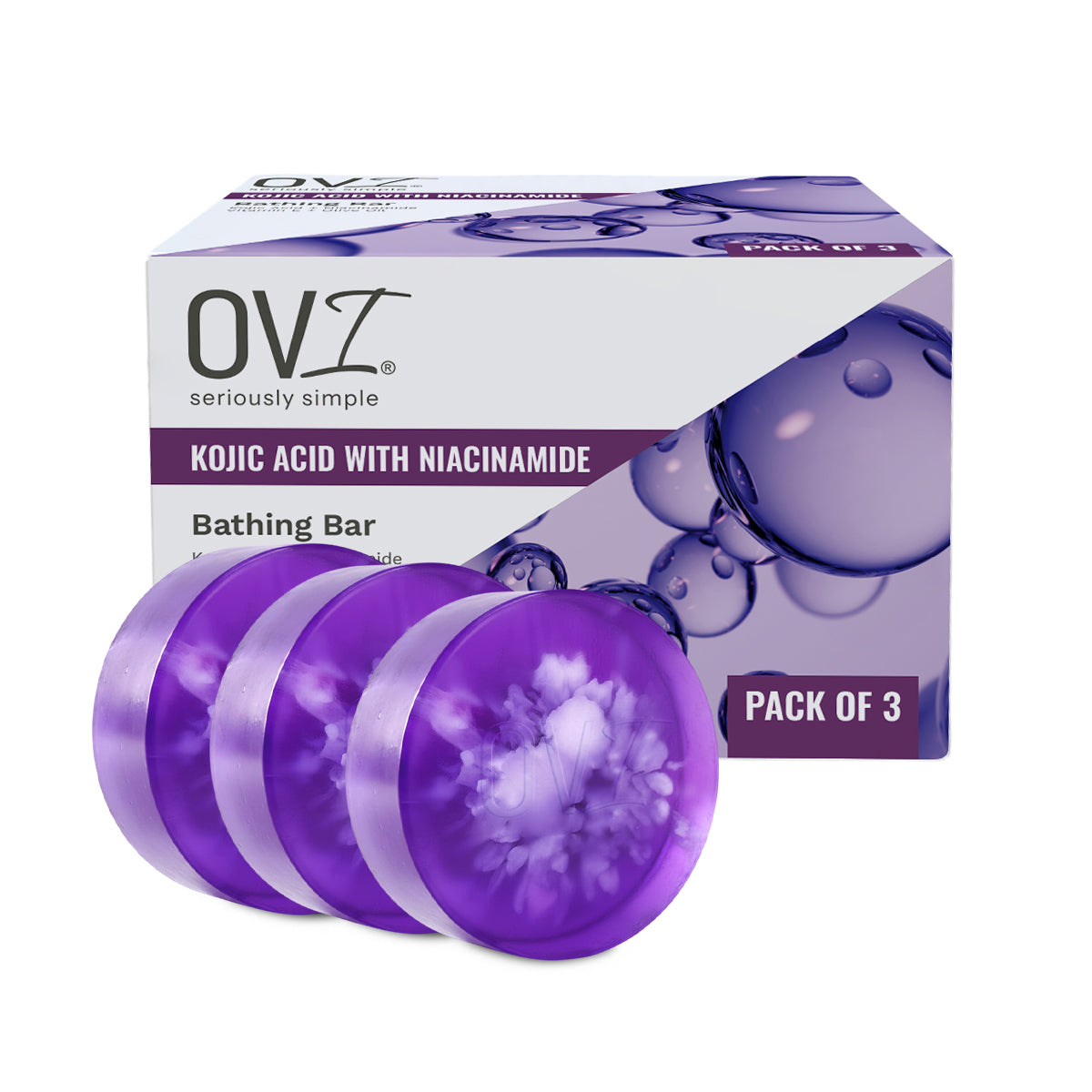 OVI Kojic Acid with Niacinamide Bathing Bar Soap - 100g(Pack of 3)