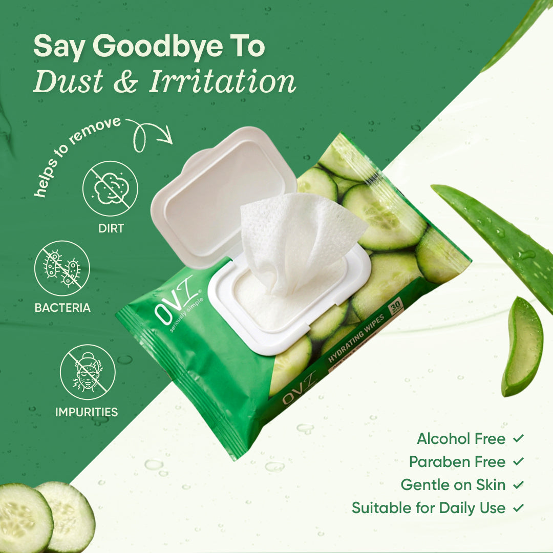 Hydrating Wet Wipes with Aloe Vera & Cucumber - 30 Pulls