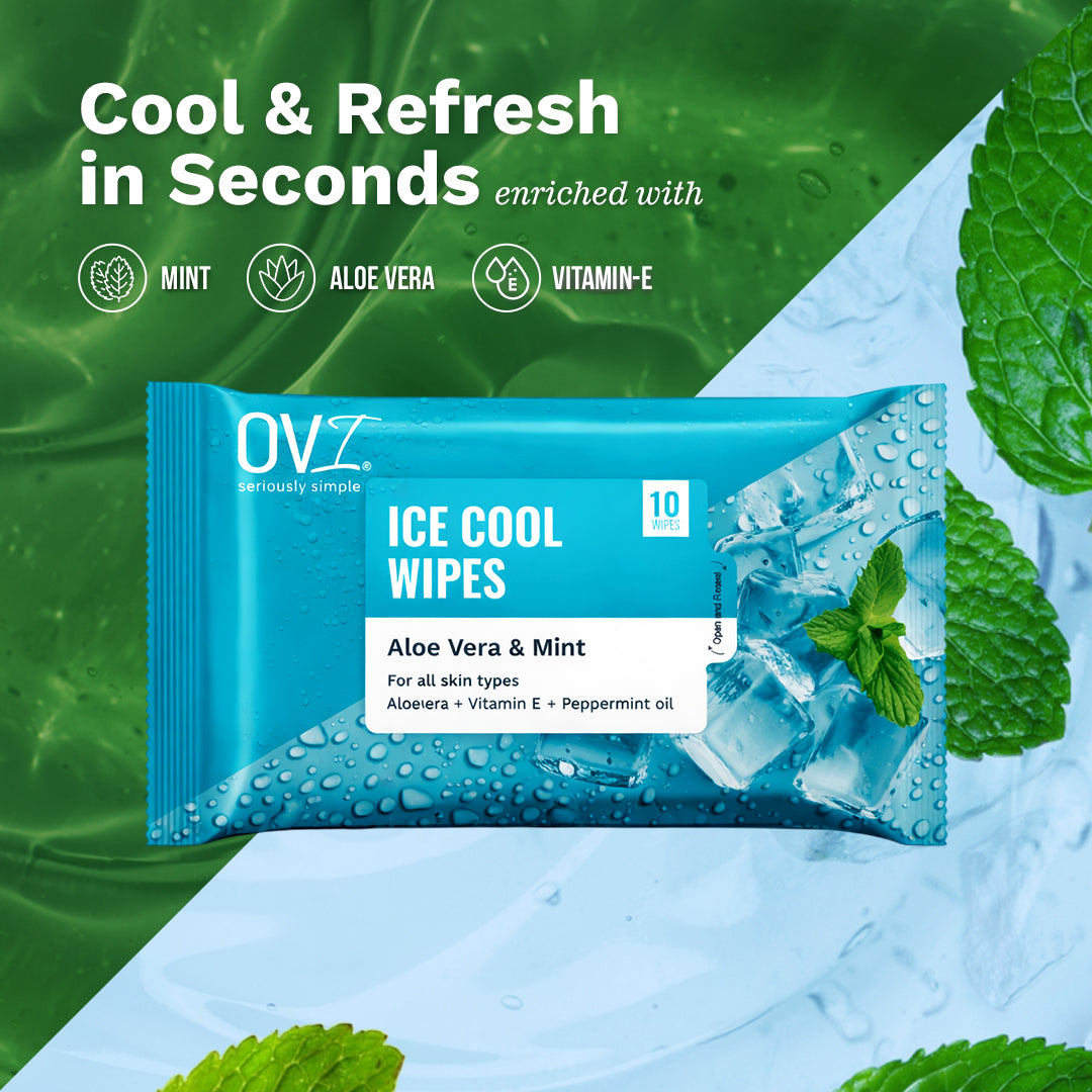 Ice Cool Wet Wipes Aloe Vera & Mint - 10 Pulls ( Pack of 3)