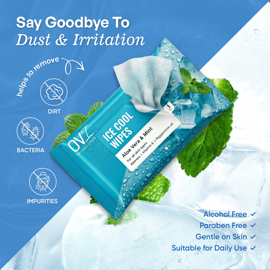 Ice Cool Wet Wipes Aloe Vera & Mint - 10 Pulls ( Pack of 3)