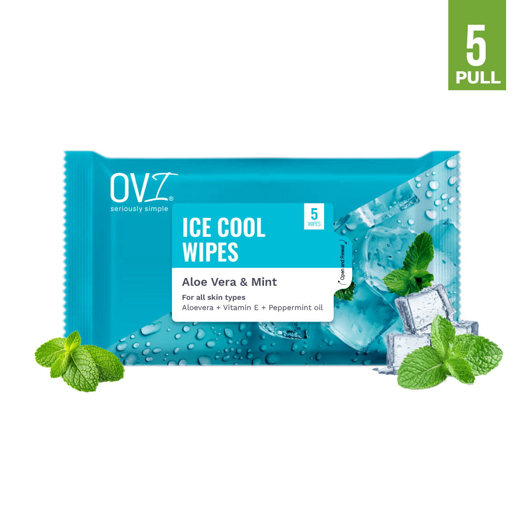 Ice Cool Wet Wipes Aloe Vera & Mint - 5 Pulls (Pack of 10)