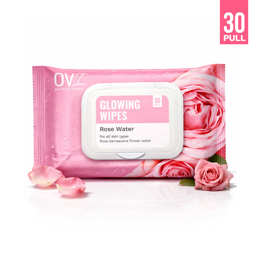 Glowing Face Wet Wipes with Rose Water - 30 Pulls
