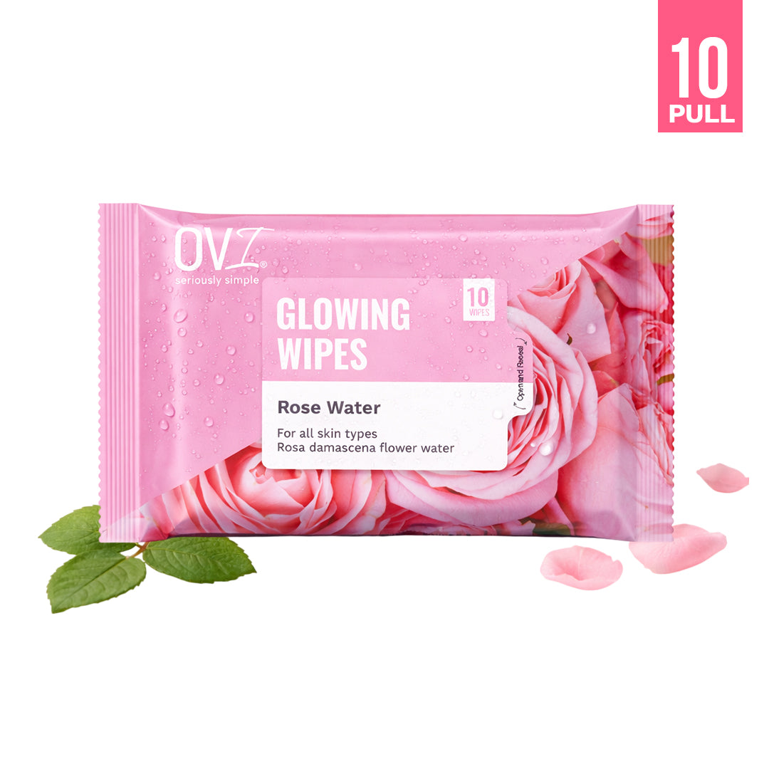 Glowing Face Wet Wipes with Rose Water - 10 Pulls (Pack of 3)