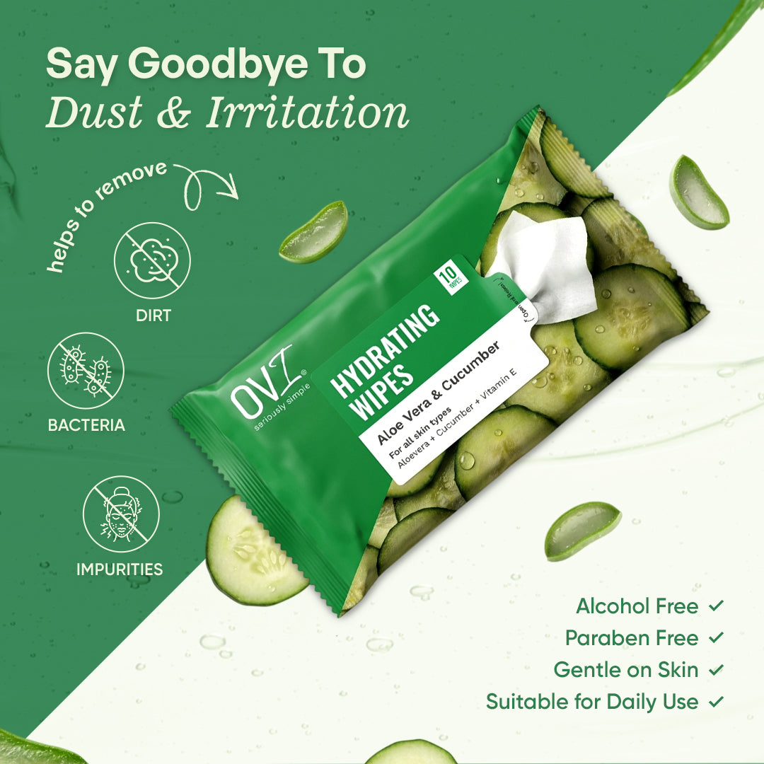 Hydrating Wet Wipes with Aloe Vera & Cucumber - 10 Pulls (Pack of 3)