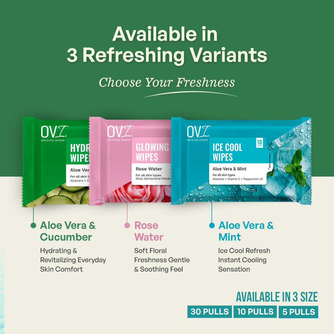 Hydrating Wet Wipes with Aloe Vera & Cucumber - 10 Pulls (Pack of 3)