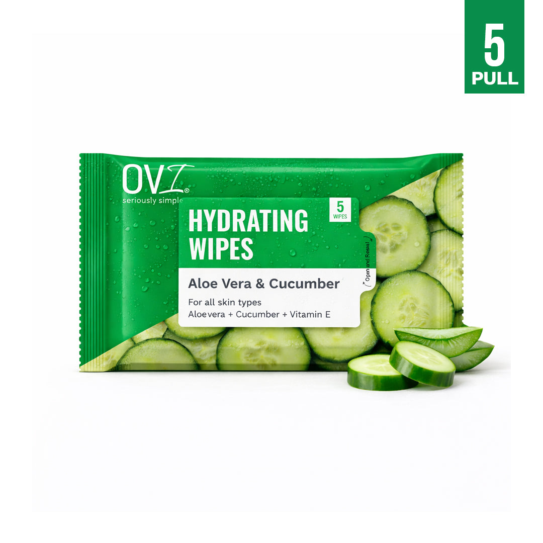 Hydrating Wet Wipes with Aloe Vera & Cucumber - 5 Pulls (Pack of 10)