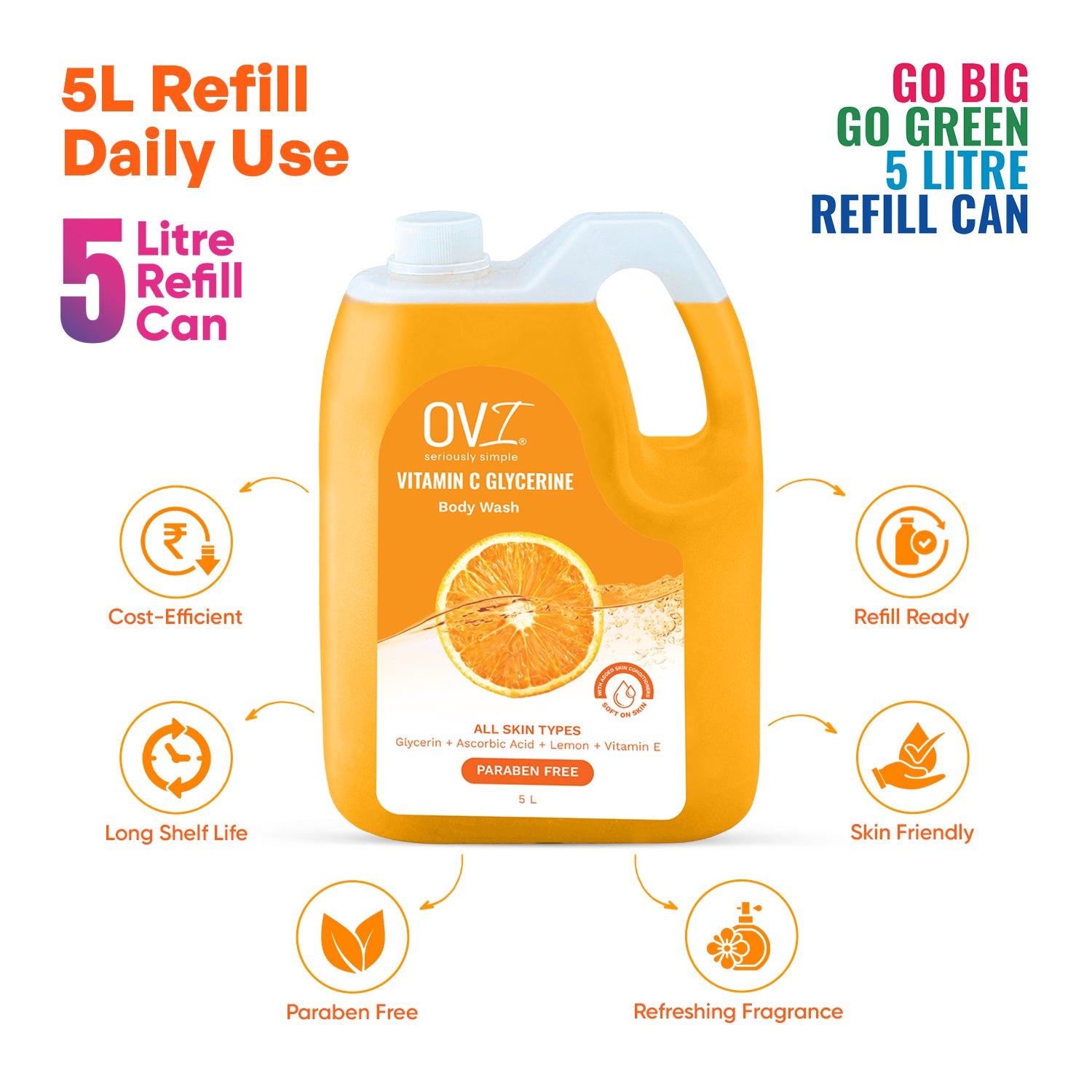Vitamin C Body Wash with Glycerine & Vitamin E - 5L Refill Can